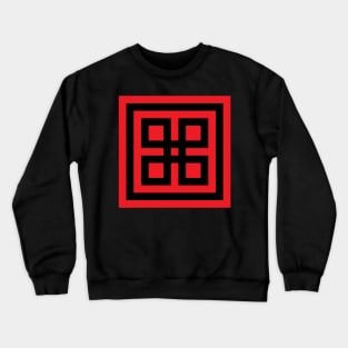 Red Black Geometrical Design Crewneck Sweatshirt